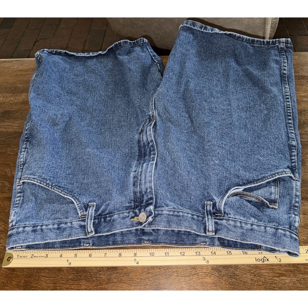Men's Wrangler Hero Originals Shorts Blue Denim 40 Cotton Y2k 5 Pocket Vintage - Picture 2 of 9